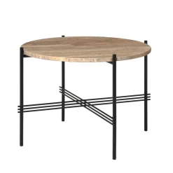 GUBI TS Sofabord RundtØ55 Sort/Varm Taupe Travertin