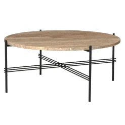 GUBI TS Sofabord RundtØ80 Sort/Varm Taupe Travertin
