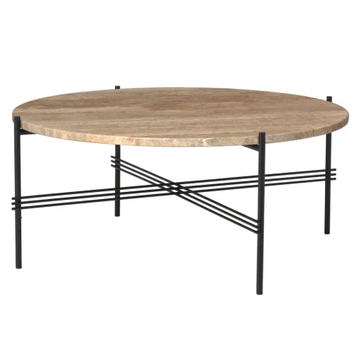 GUBI TS Sofabord RundtØ80 Sort/Varm Taupe Travertin