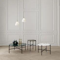 GUBI TS Sofabord RundtØ80 Sort/Varm Taupe Travertin