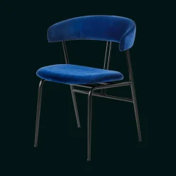 GUBI Violin Spisebordsstol Velvet 420 Safir Blå