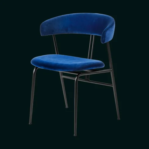 GUBI Violin Spisebordsstol Velvet 420 Safir Blå