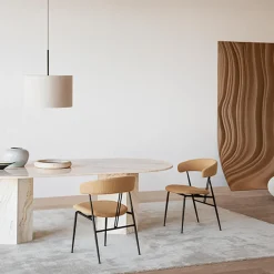 GUBI Violin Spisebordsstol Velvet 420 Safir Blå