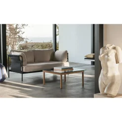 HAY Kofi Sofabord 36x80x80 Eg/Klar Rillet Glas