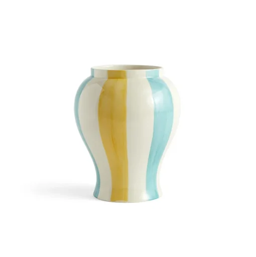 HAY Sobremesa Stripe Vase Stor Grøn/Gul