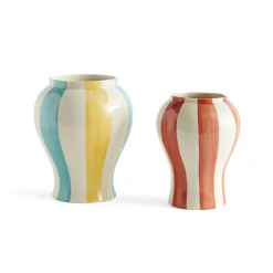 HAY Sobremesa Stripe Vase Stor Grøn/Gul