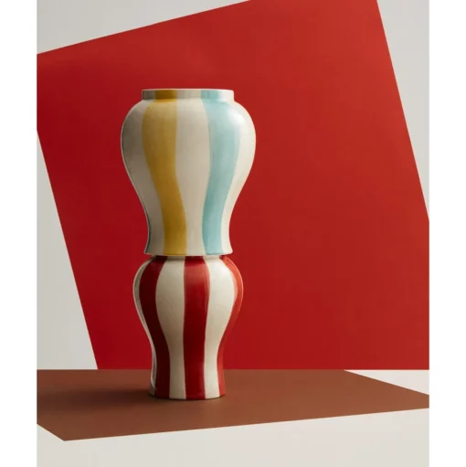 HAY Sobremesa Stripe Vase Stor Grøn/Gul