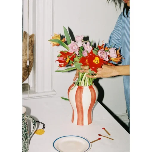 HAY Sobremesa Stripe Vase Stor Grøn/Gul