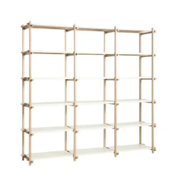HAY Woody Shelving 2.0 Reol Stor Almond White/Stål