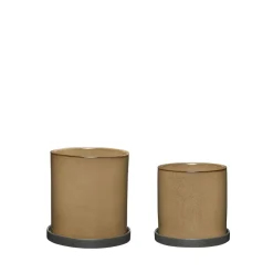 Hübsch Era Potte Beige Sát af 2