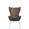 Kartell K/Wood Lánestol Krom/Mørk Asketrá med Ládersáde
