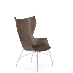Kartell K/Wood Lánestol Krom/Mørk Asketrá med Ládersáde