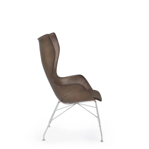 Kartell K/Wood Lánestol Krom/Mørk Asketrá med Ládersáde