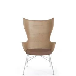 Kartell K/Wood Lánestol Krom/Lys Asketrá med Ládersáde