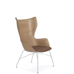 Kartell K/Wood Lánestol Krom/Lys Asketrá med Ládersáde