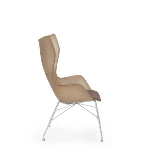 Kartell K/Wood Lánestol Krom/Lys Asketrá med Ládersáde
