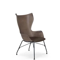 Kartell K/Wood Lánestol Sort/Mørk Asketrá med Ládersáde
