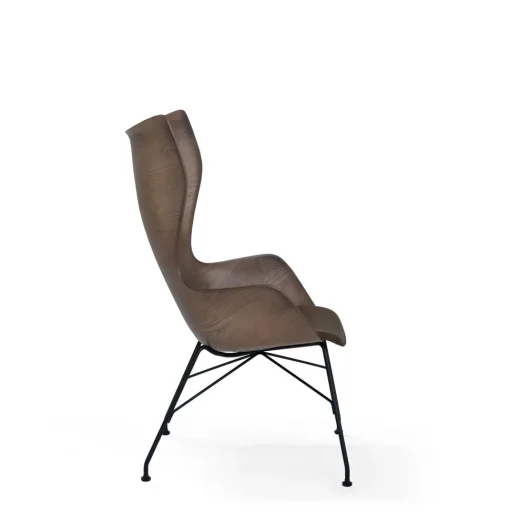 Kartell K/Wood Lánestol Sort/Mørk Asketrá med Ládersáde