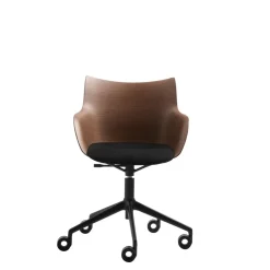 Kartell Q/Wood Kontorstol Sort/Mørk Trá med Sort Polstring