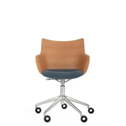 Kartell Q/Wood Kontorstol Krom/Lys Trá med Blå Polstring