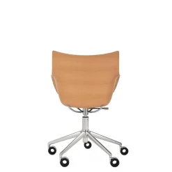 Kartell Q/Wood Kontorstol Krom/Lys Trá med Blå Polstring
