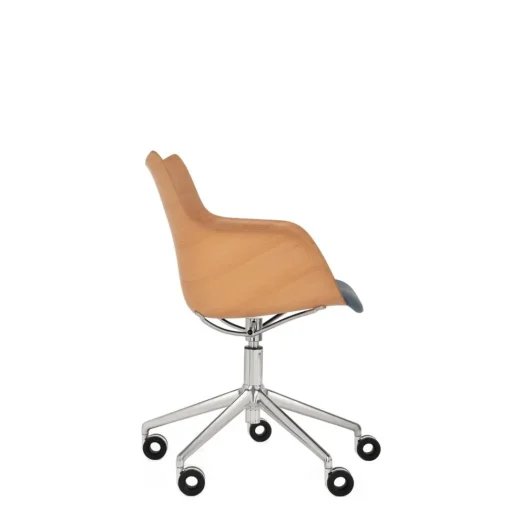 Kartell Q/Wood Kontorstol Krom/Lys Trá med Blå Polstring
