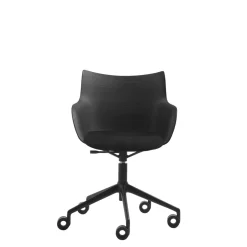 Kartell Q/Wood Kontorstol Sort/Sort Trá med Sort Polstring