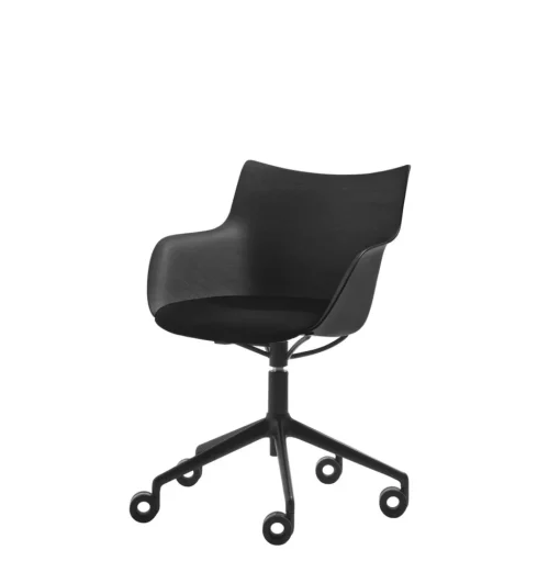 Kartell Q/Wood Kontorstol Sort/Sort Trá med Sort Polstring