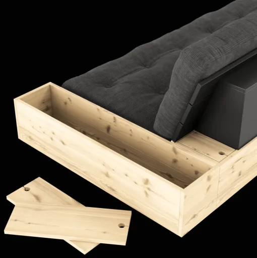 Karup Design Base Sovesofa Med Sidekasse & 5-Lags Madras Black Night/Grå