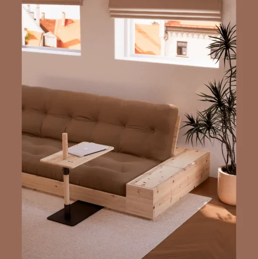 Karup Design Base Sovesofa Med Sidekasse & 5-Lags Madras Black Night/Grå