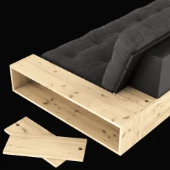 Karup Design Base Sovesofa Med Sidekasse & 5-Lags Madras Black Night/Honning