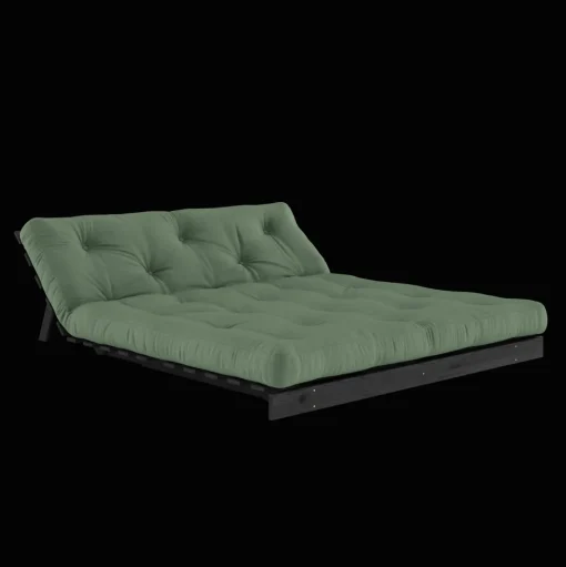 Karup Design Roots Sovasofa Med Roots Madras 160x200 Oliven Grøn/Sortlakeret