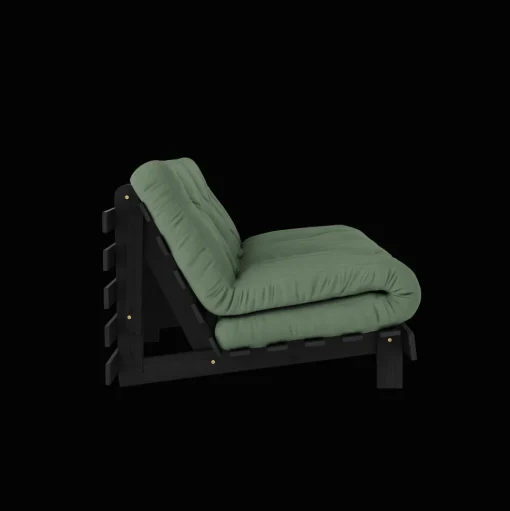 Karup Design Roots Sovasofa Med Roots Madras 160x200 Oliven Grøn/Sortlakeret