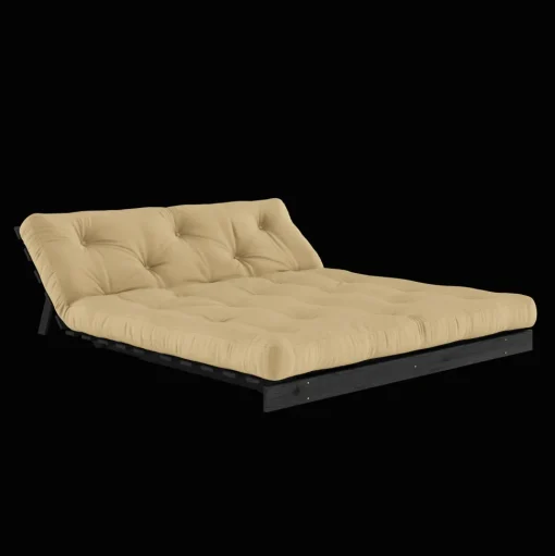 Karup Design Roots Sovasofa Med Roots Madras 160x200 Wheat Beige/Sortlakeret