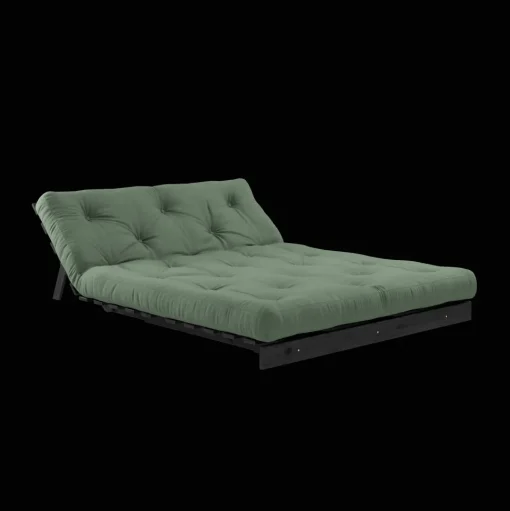 Karup Design Roots Sovasofa Med Roots Madras 140x200 Oliven Grøn/Sortlakeret