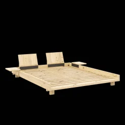 Karup Design Social Sengestel Med 2 Stk. Rygstøtte & Sidebord 160x200 Klarlakeret