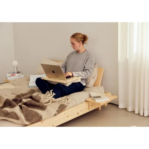 Karup Design Social Sengestel Med 2 Stk. Rygstøtte & Sidebord 160x200 Klarlakeret