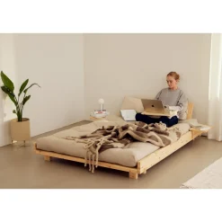 Karup Design Social Sengestel Med 2 Stk. Rygstøtte & Sidebord 160x200 Klarlakeret