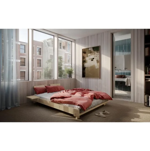 Karup Design Social Sengestel Med 2 Stk. Rygstøtte & Sidebord 160x200 Klarlakeret