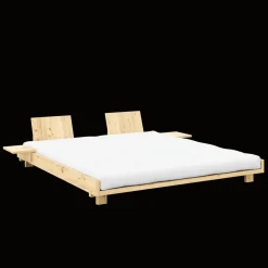 Karup Design Social Sengestel Med 2 Stk. Rygstøtte & Sidebord 180x200 Klarlakeret