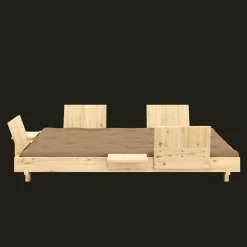 Karup Design Social Sovesofa Med 4 Stk. Rygstøtte, Sideborde & Madras 140x200 Mocca/Klarlakeret