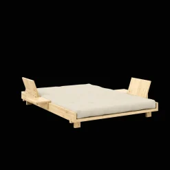Karup Design Social Sovesofa Med 2 Stk. Rygstøtte, Sideborde & Madras 140x200 Beige/Klarlakeret