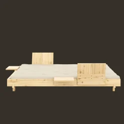 Karup Design Social Sovesofa Med 2 Stk. Rygstøtte, Sideborde & Madras 140x200 Beige/Klarlakeret