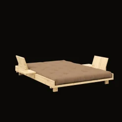 Karup Design Social Sovesofa Med 2 Stk. Rygstøtte, Sideborde & Madras 140x200 Mocca/Klarlakeret