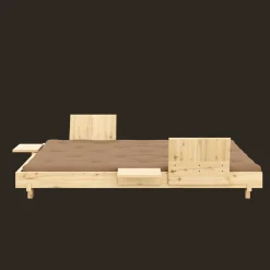 Karup Design Social Sovesofa Med 2 Stk. Rygstøtte, Sideborde & Madras 140x200 Mocca/Klarlakeret