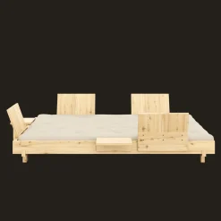 Karup Design Social Sovesofa Med 4 Stk. Rygstøtte, Sideborde & Madras 140x200 Beige/Klarlakeret
