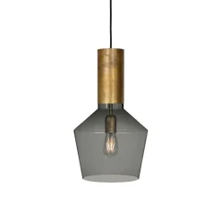 Konsthantverk Fenomen Bred Pendel - Røgfarvet Glas & Messing