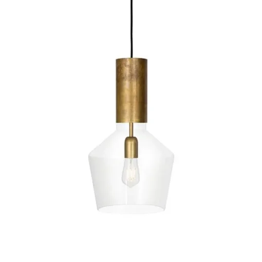 Konsthantverk Fenomen Bred Pendel - Klart Glas & Messing