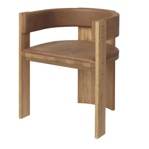 Kristina Dam Studio Collector Spisebordsstol Cognac Láder Polstring/Varm Lakeret Eg