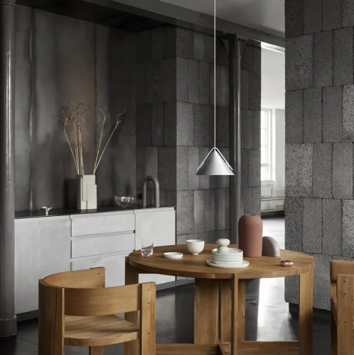 Kristina Dam Studio Cone Pendel Lille Børstet Aluminium & Valnød